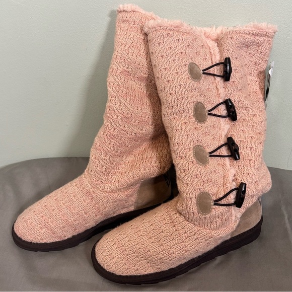 Muk Luks Felicity Boots-Blush Pink Knit-Women Size 10 - Picture 3 of 11
